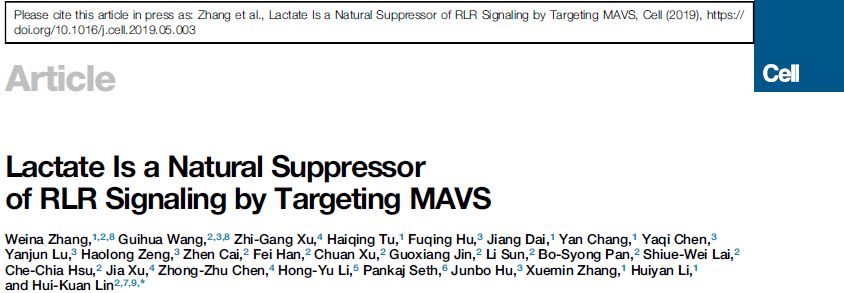 Cell正刊 | 乳酸是靶向MAVS的RLR天然抑制劑-肽度TIMEDOO